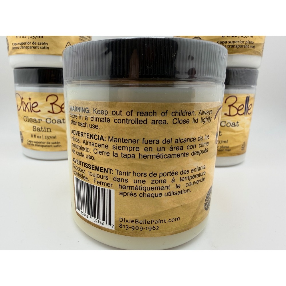 Dixie Belle Clear Coat 8oz Satin Gloss Flat Furniture Paint Topcoats (Choose 1) - Picture 3 of 4